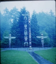 Totem Pole Brockton Point Stanley Park  Vancouver BC 1952 Stereo Realist slide