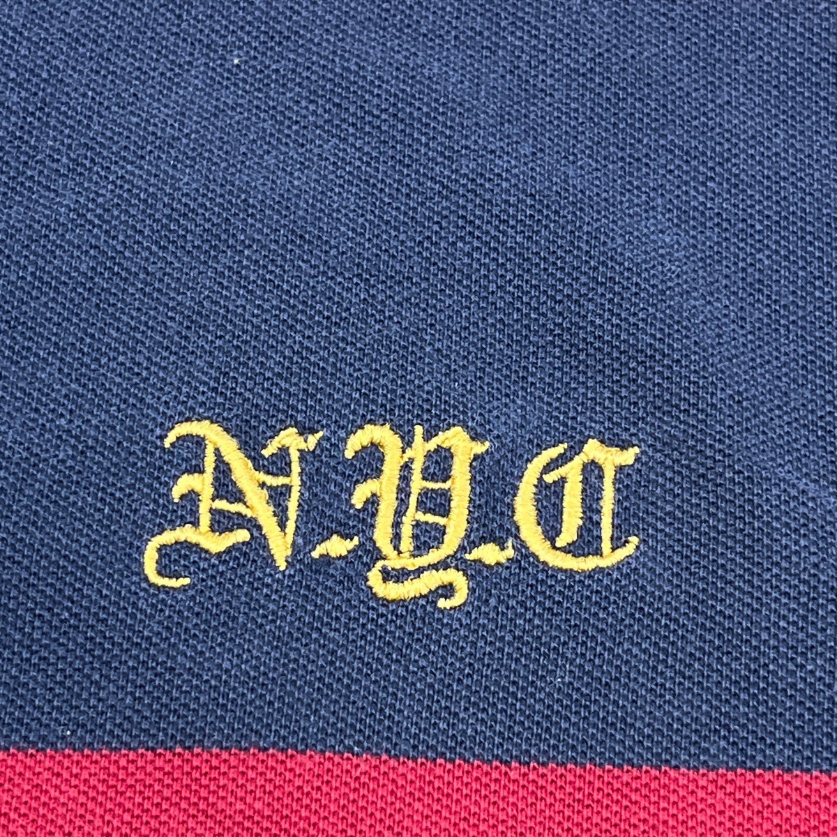Vintage Ralph Lauren Polo Shirt Men XL Blue Red Striped Rugby Gold