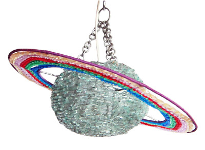 Pendelleuchtenschirm in Form eines Planeten Saturn mit Ringen - aus Recyclingglas