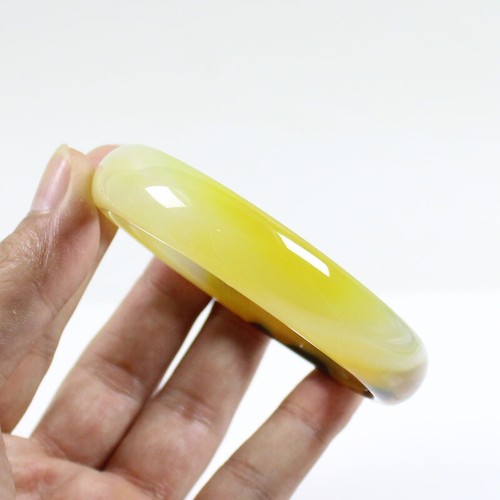 68mm Certified Yellow Brown Natural Agate Chalcedony Jade Bangle j7282 - Picture 7 of 11
