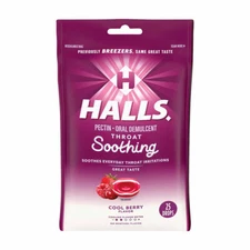 Halls Breezrs Pectiin Throat Irritation Drops Cool Berry Great Taste 25 Count
