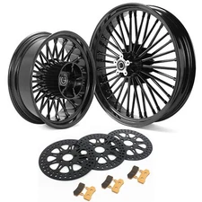 21X3.5 16X5.5 Fat Spoke Wheels Rotors Pads for Harley Touring Road Electra Glide