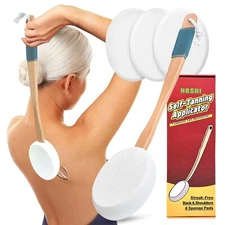 HASHI Self Tanner Applicator – Includes 4 Reusable Pads, Long Handle for Easy...