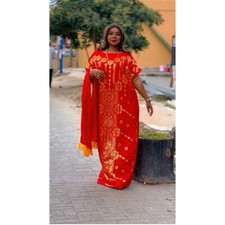 African Dashiki Kaftan Hijab Women Satin Long Dress Evening Loose Robe Prom Gown