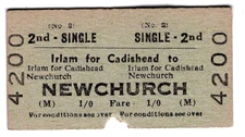 Railway ticket: B.T.C.: Irlam for Cadishead to Newchurch, 1964