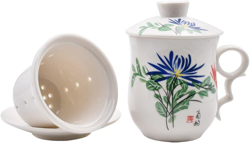 Chinese Porcelain Tea Mug-4 PCS Kit Jingdezhen Handmade Ceramic Kung Fu Tea C... - Picture 3 of 7