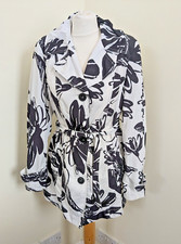 Barbara Lebek Jacket Womens Size 10 Uk White Black Floral Lightweight Showers