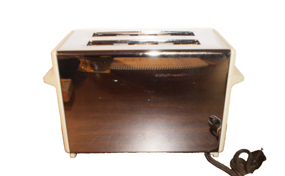Vintage Toastmaster 2Slice Pastry Toaster Chrome and Cream Model B707