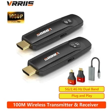 100M Wireless HDMI Video Transmitter Receiver Extender Fr Camera Laptop PC To TV