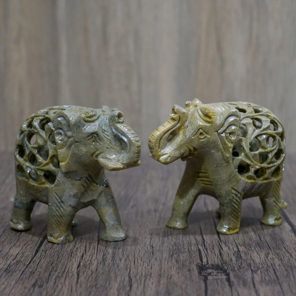 Estatua trompa de elefante hecha a mano | Jabonera natural decoración del hogar - 7" de largo Foto 3 de 4