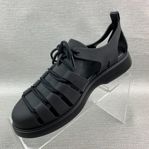 Melissa Sandals Black Round Toe Lace Up Cut Outs Size EU39/US8 NEW - Picture 4 of 10