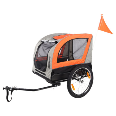 Flamingo Fahrradanhnger Jolene grau/orange fr Hunde bis 40 kg 77,5x58cm |  eBay.de