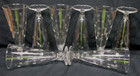 8 Mcm clear glass etched polka dots pilsner beer footed 7 5/8" high tumblers