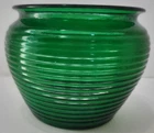 Anchor Hocking Emerald Green Flared-Ribbed Glass Vase/Planter Vintage