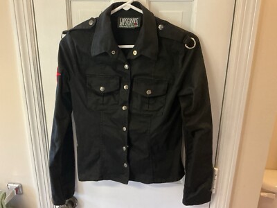 Woman s Rare Lip Service Jacket Size M With D Rings Skull Snaps