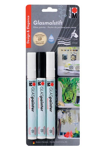 Pintor de vidrio Marabu - Marcadores de pintura en vidrio - Surtido de diseño y elegancia