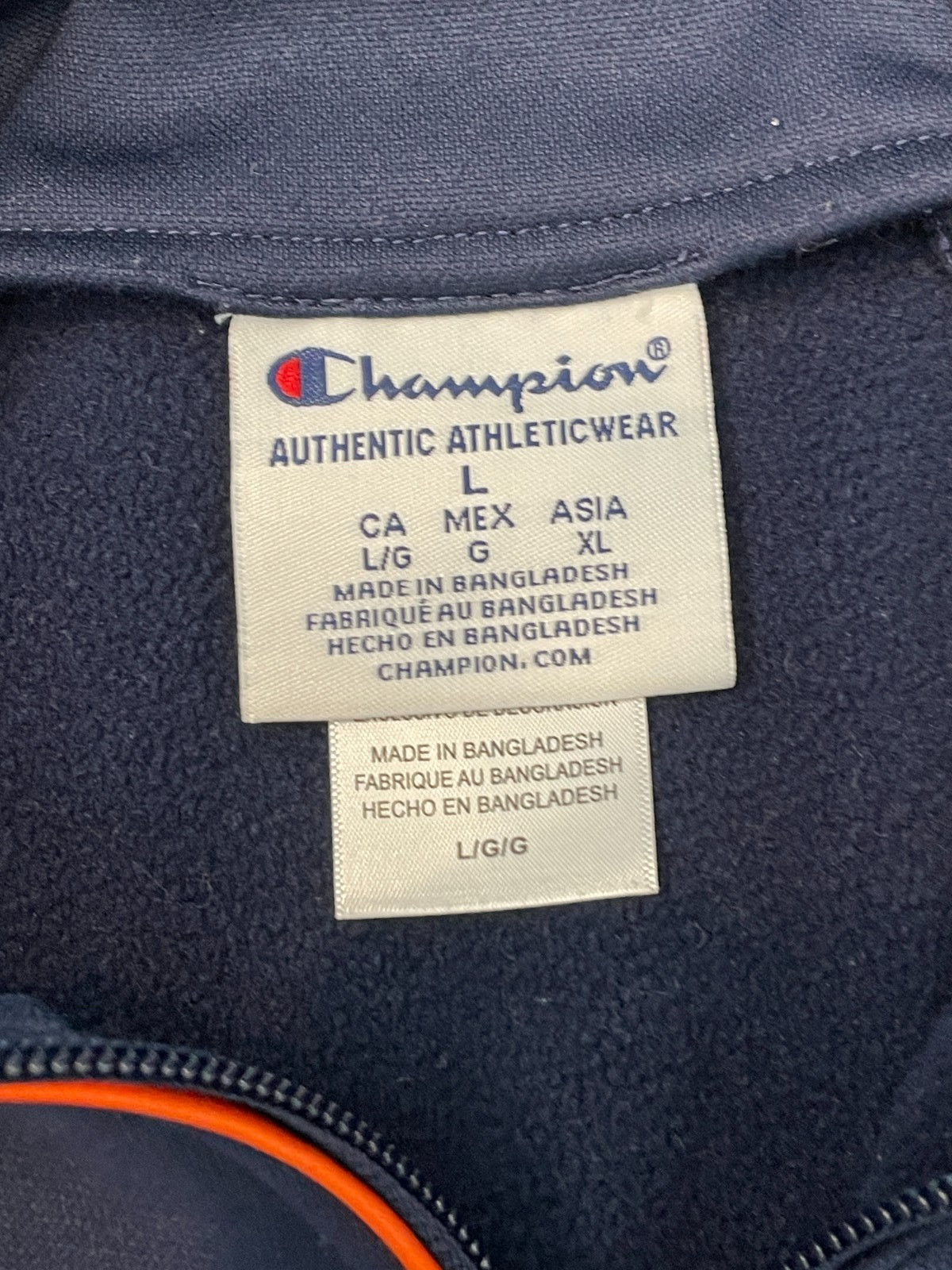 Champion Auburn Tigers 1/4 Zip Jacket Mens L Navy Fleece Lined Logo Embroidered thumbnail 3