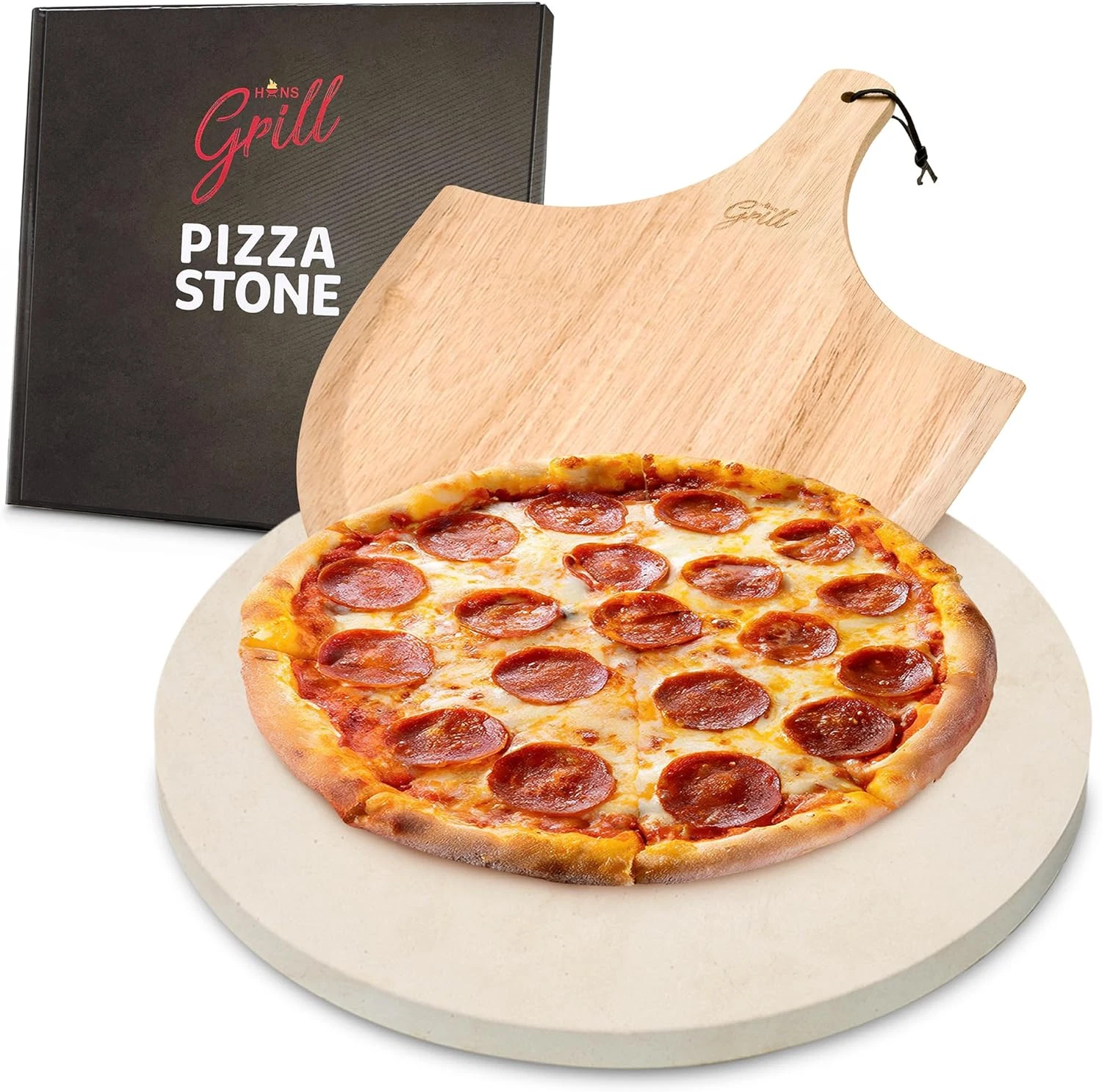PIZZA STONE | Circular Pizza Stone for Oven Baking & BBQ Grilling with Free Wood