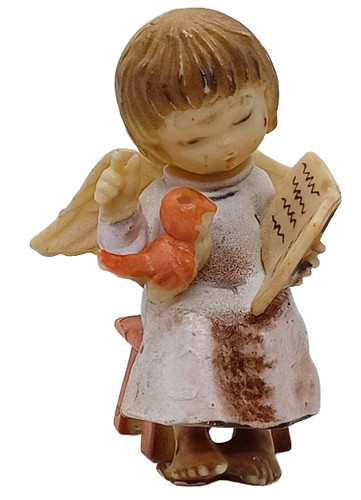 VINTAGE ANGEL READING BOOK TO BIRD CHRISTMAS ORNAMENT