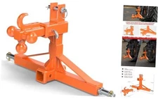 Orange 3 Point Quick Hitch with Dual 2” Receiver–Includes Ball Hitch & Hook, 3 