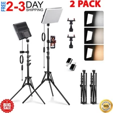 2 Pack LED Video Light Kit Studio 2700-7500K Dimmable Photo Tripod Photography
