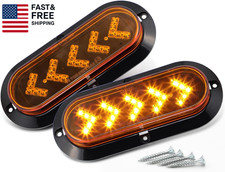 Pack Of 2 6 Inch Oval Arrow Amber Light Turn Signal Tail Indicator Light 25 Led