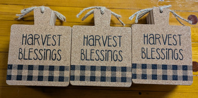 3X  4 Buffalo Checked Cork Coaster Sets Harvest Blessings Fall Thanksgiving NEW