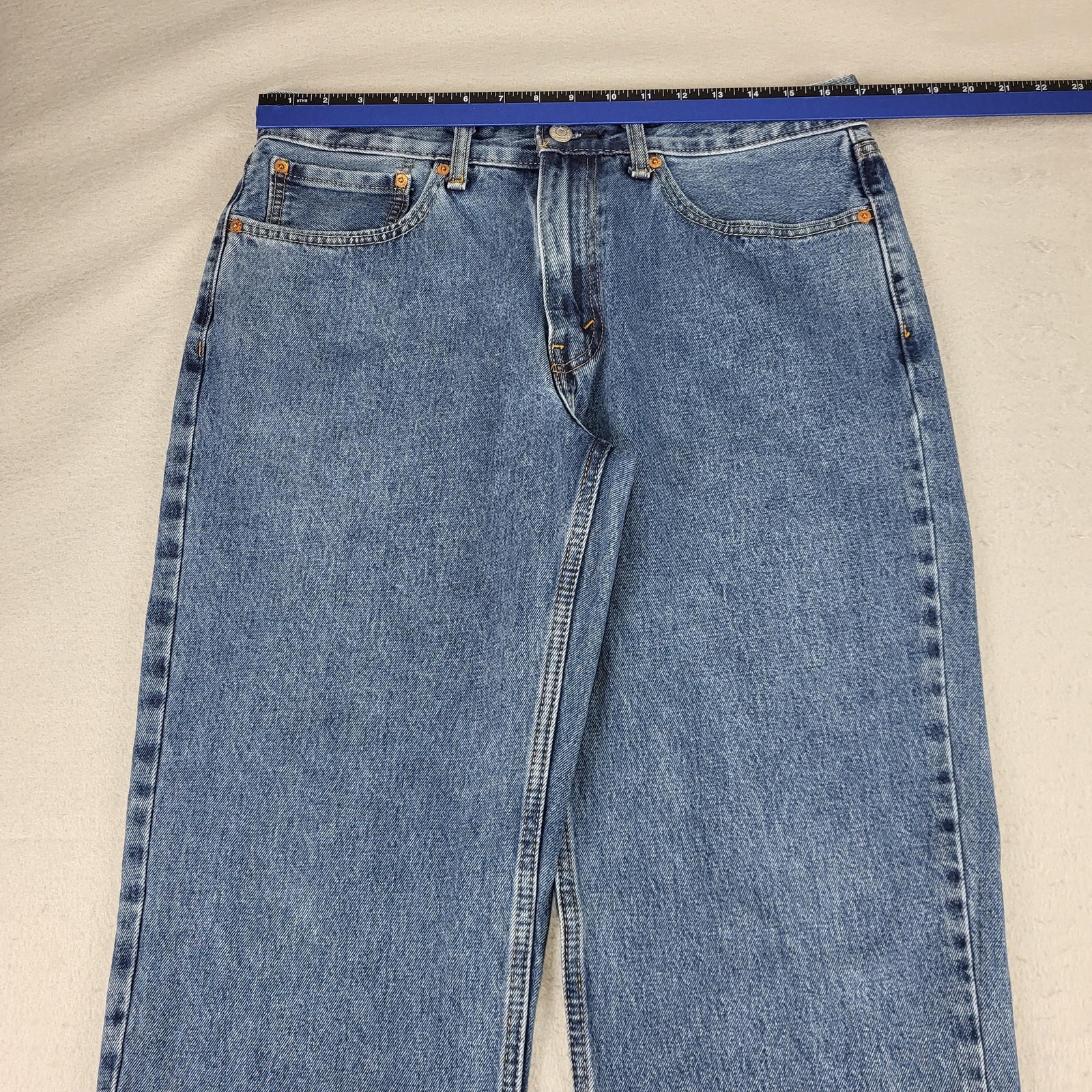 Levis 550 Jeans Mens 34x33 Blue Medium Wash Relaxed Taper Denim Tag 34x34 thumbnail 4