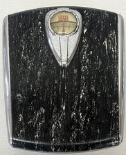 Borg Black and Chrome Bathroom Scale, Bubble Glass, MCM, Works