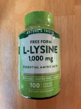 Natures Truth L-Lysine 1000mg, 100 Coated Caplets, Free Form Supplement 05/27