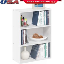 3-Tier Wide Bookshelf Heavy Duty Storage Living Room Bedroom Home Office New