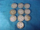 10-US Coins SILVER  LIBERTY WALKING HALF DOLLARS Various Dates Lot 2