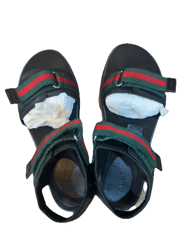 Sandalias Gucci de cuero para niños usadas en excelente estado con red UE 33 EE. UU. 1,5 Foto 3 de 4