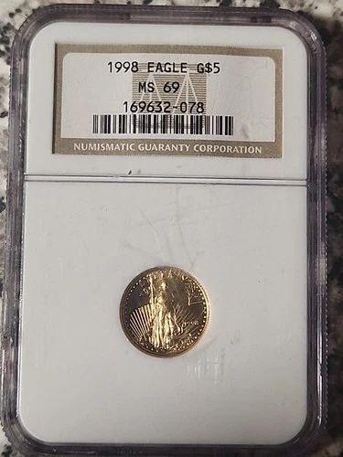 1998 American Gold Eagle Coin 1/10 oz $5.00 NGC MS 69