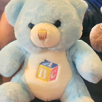 Main Joy Limited Blue Teddy Bear Plush w/ ABC Embroid Vtg 2000 3316-31 w rattle