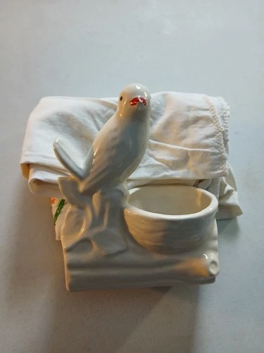 Vintage McCoy Cream Bird Pottery Vase Planter