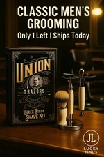 Union Razors 3 Piece Shaving Kit Mach3 Handle Brush Stand Men’s Gift Set