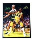 Magic Johnson & Larry Bird Signed (Beckett) 16x20 Boxout Photo BAS Witnessed
