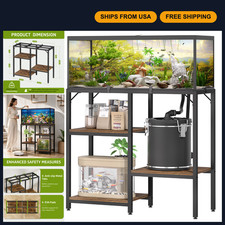 20 Gallon Aquarium Stand with Storage, Heavy Duty Metal Frame, 3 Shelves, Rustic