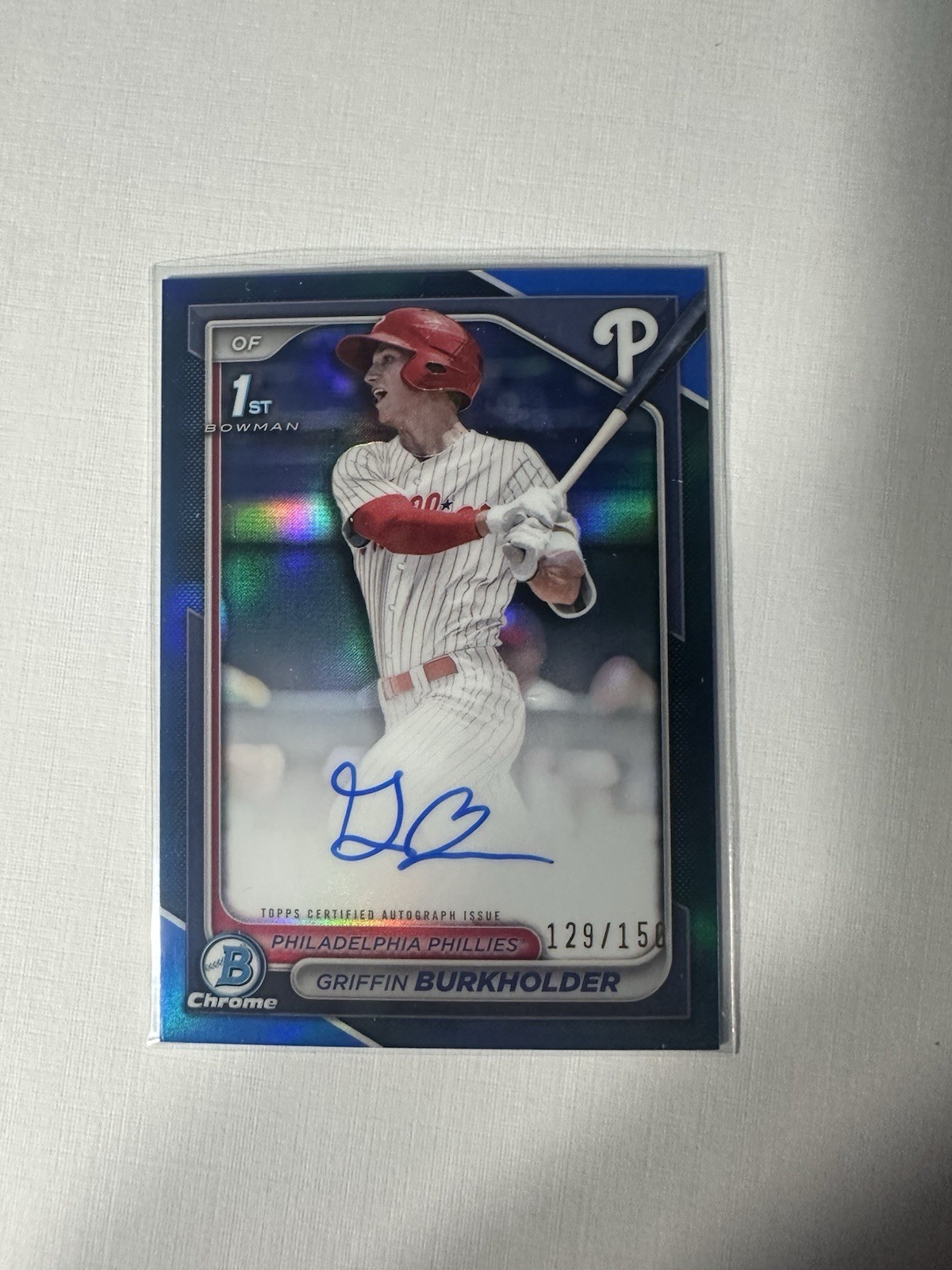 2024 Bowman - Chrome Prospect Autographs Griffin Burkholder Blue Refractor /150