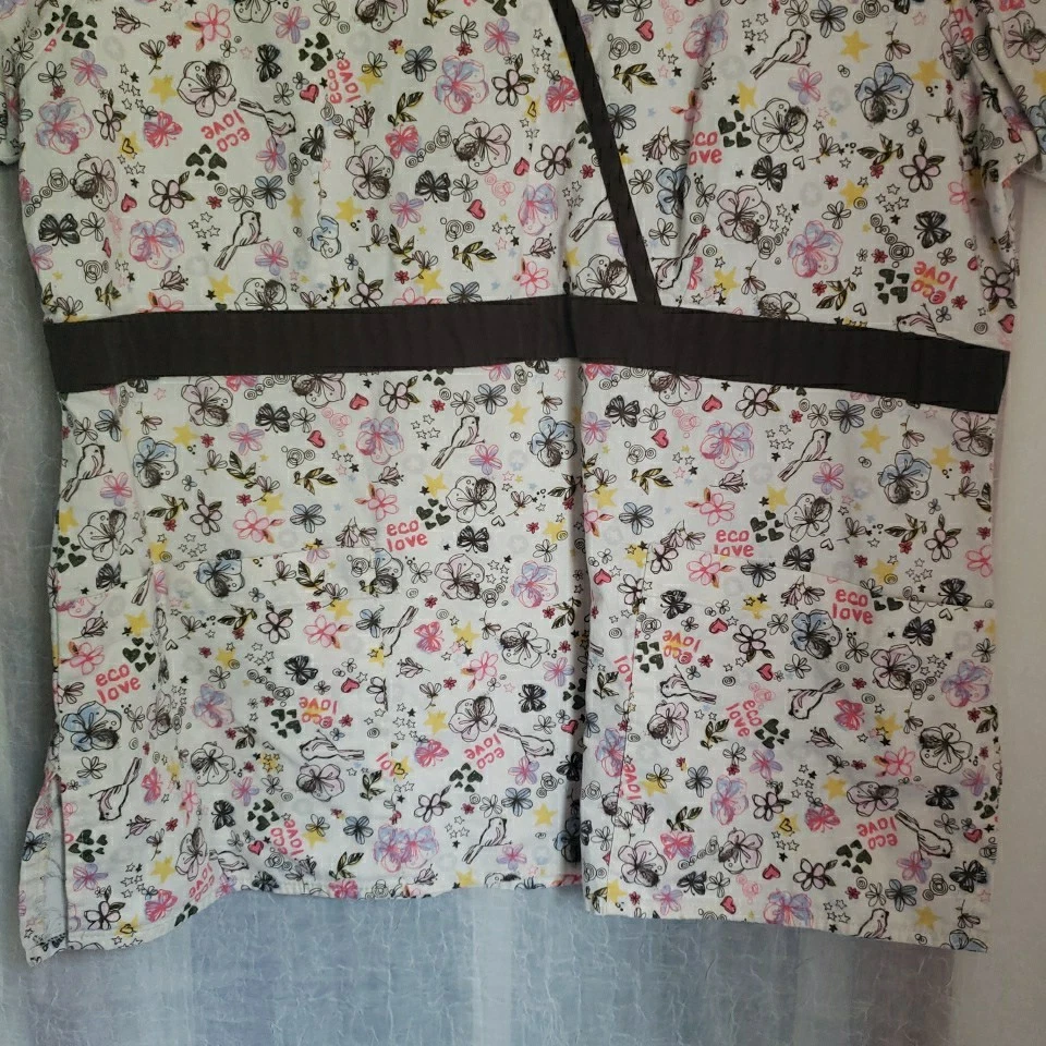 Dickies Scrub Top Flowers Bird Coquette Scrubs Medical Vet Dental Women Size UNK - Image 4 of 4