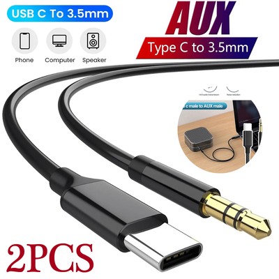 2X For iPhone 17 16 15 Pro Max - USB-C to 3.5mm Aux Cable Audio Cord Car Stereo