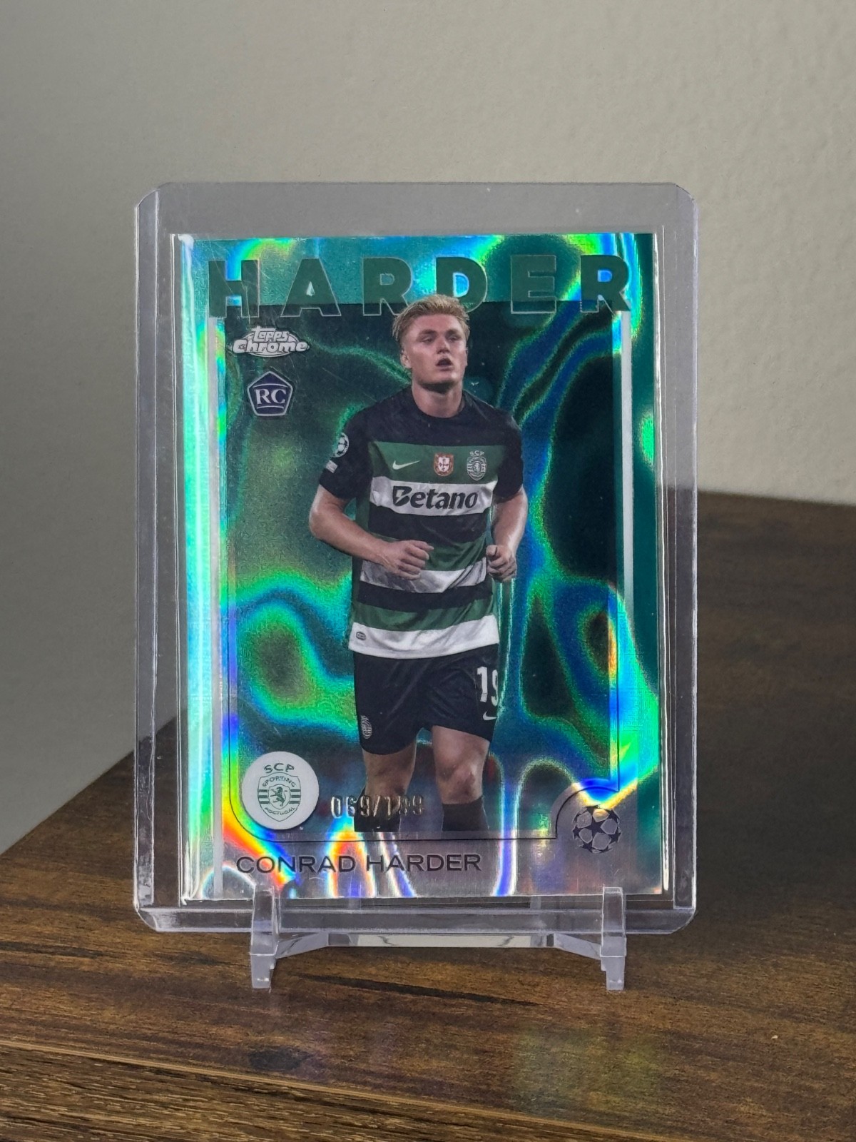 2024-25 Topps Chrome Sapphire UEFA Conrad Harder #177 Aqua Lava /199