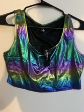 Allegra K Sleeveless Multicolor Gymnastics Crop Top Leotard Size M
