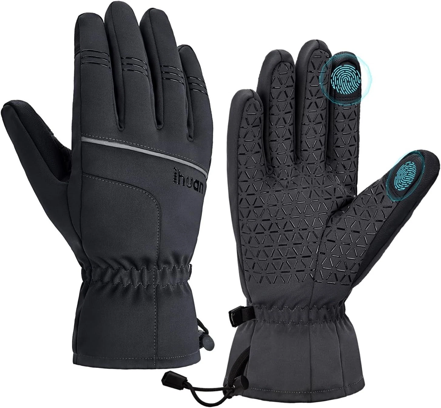 ihuan Winter Waterproof Skiing Gloves for Men & Women, Cold XX-Large, Black