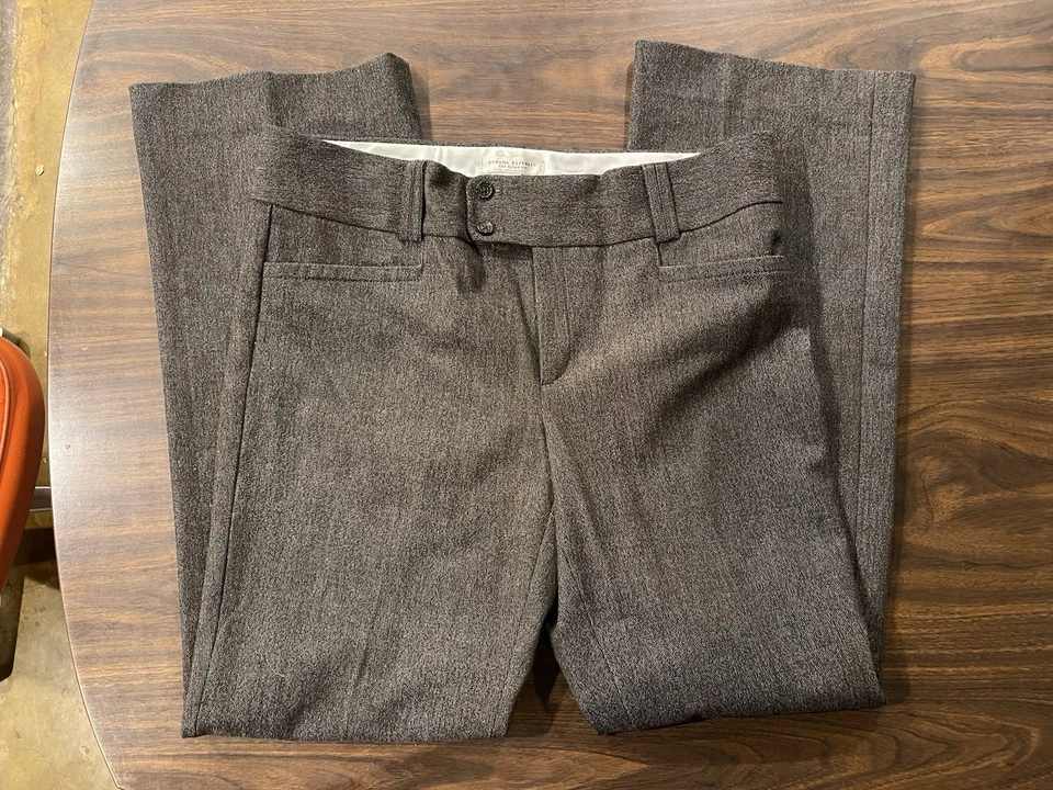 Pantalones acampanados cortos Banana Republic Sloan Fit marrón tweed talla 14 elásticos nuevos con etiquetas Foto 2 de 4