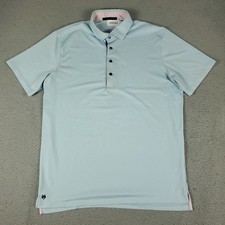 Greyson Polo Shirt Mens Size Large Blue Striped Wolf Print Golf