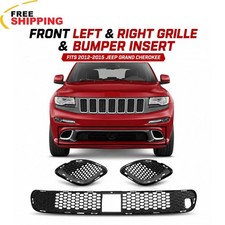Set Of 3 Grille Bumper Insert Plastic Fits 2012-15 Jeep Grand Cherokee 4-door