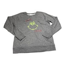 Grinch Merry Grinchmas Sweatshirt Girls Size M 8-10 Gray Holiday