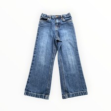 Cherokee Jeans Girls 3T Blue Floral Embroidered Wide Leg Elastic Waist Denim
